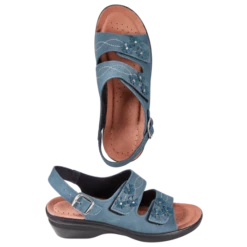 Vermont Country Store Women's Beautiful Blossoms Adjustable Leather Sandals Blue 21 Vermont Country Store Women's Beautiful Blossoms Adjustable Leather Sandals Blue -Cheap Nasty Store unnamed file 106