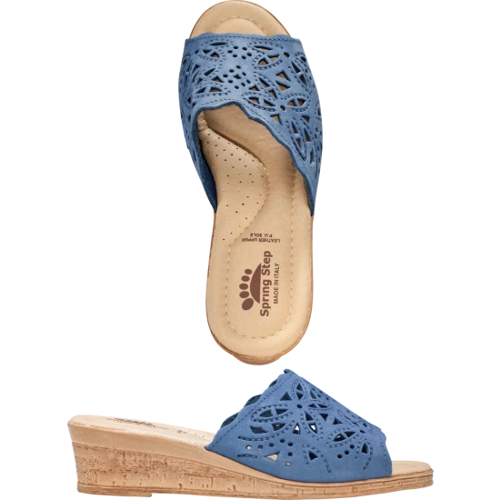 Vermont Country Store Women's Leather Cutwork Slides Blue 12 Vermont Country Store Women's Leather Cutwork Slides Blue - Image 10