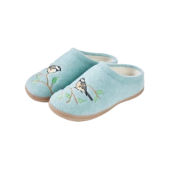 Vermont Country Store Charming Chickadees Felt Slipper Clogs