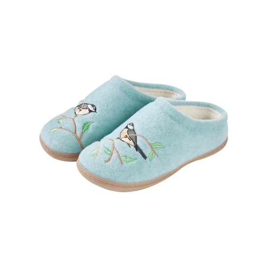 Vermont Country Store Charming Chickadees Felt Slipper Clogs 3 Vermont Country Store Charming Chickadees Felt Slipper Clogs