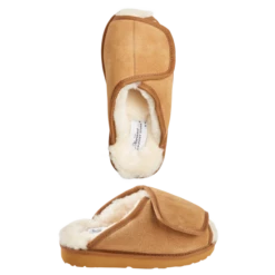 Vermont Country Store Women's Australian Sheepskin Adjustable Scuffs Chestnut