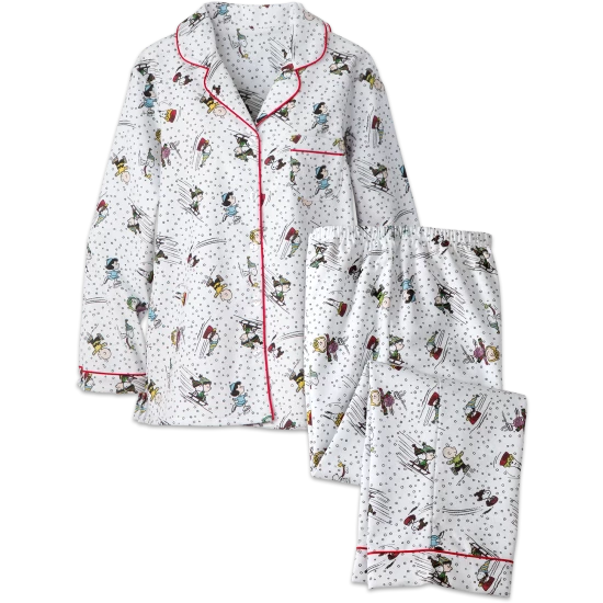 Women's Peanuts Snow Fun Pajamas White 4 Women's Peanuts Snow Fun Pajamas White - Image 2