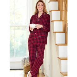Lanz Of Salzburg Lanz Classic Buffalo Check Flannel Pajamas Red Check