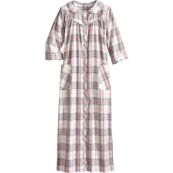 Vermont Country Store Women's Portuguese Cotton Flannel Snap-Front Robe Black Watch Plaid