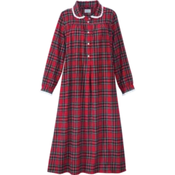 Lanz Of Salzburg Lanz Classic Plaid Flannel Nightgown Red Multi