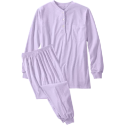 Vermont Country Store Women's Jersey Knit Ski Pajamas Purple Floral