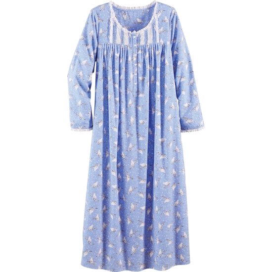 Lanz Of Salzburg Lanz White Doves Cotton Flannel Nightgown Blue 3 Lanz Of Salzburg Lanz White Doves Cotton Flannel Nightgown Blue