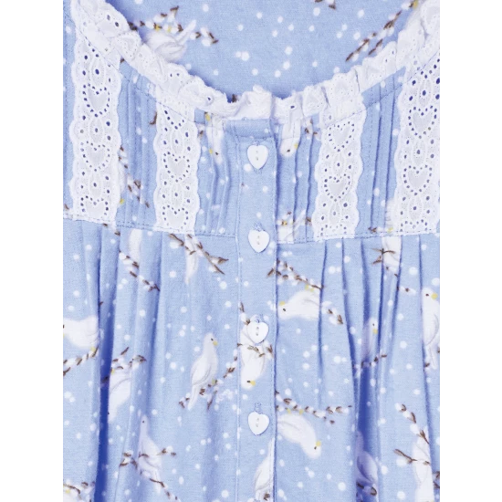 Lanz Of Salzburg Lanz White Doves Cotton Flannel Nightgown Blue 4 Lanz Of Salzburg Lanz White Doves Cotton Flannel Nightgown Blue - Image 2