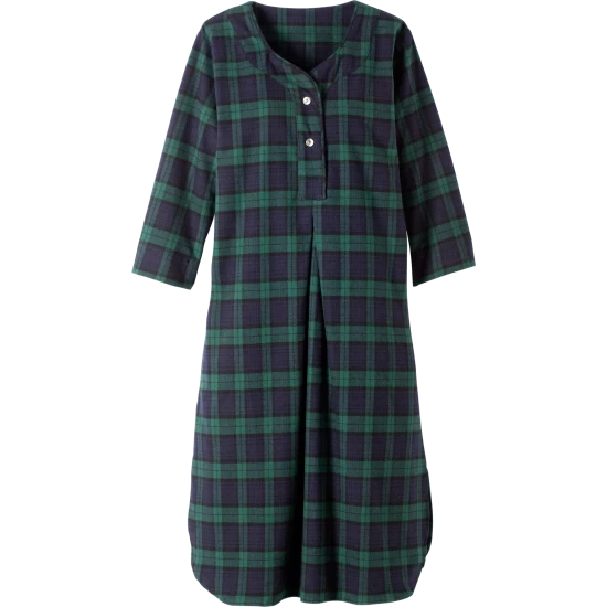 Vermont Country Store Women's Portuguese Cotton Flannel Nightshirt Pastel Plaid 9 Vermont Country Store Women's Portuguese Cotton Flannel Nightshirt Pastel Plaid - Image 7