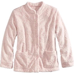 Vermont Country Store Women's Sculpted Rose Fleece Bed Jacket Periwinkle