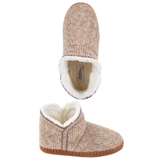 Vermont Country Store Women's Cozy Sweater-Knit Booties Gray 3 Vermont Country Store Women's Cozy Sweater-Knit Booties Gray