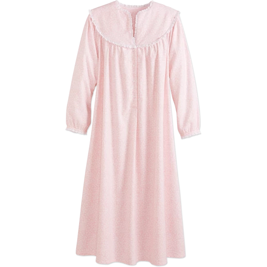 Lanz Of Salzburg Lanz Vintage Floral Flannel Nightgown Pink Floral 5 Lanz Of Salzburg Lanz Vintage Floral Flannel Nightgown Pink Floral - Image 3