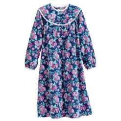 Lanz Of Salzburg Lanz Nantucket Rose 44 Inch Flannel Nightgown Periwinkle Blue