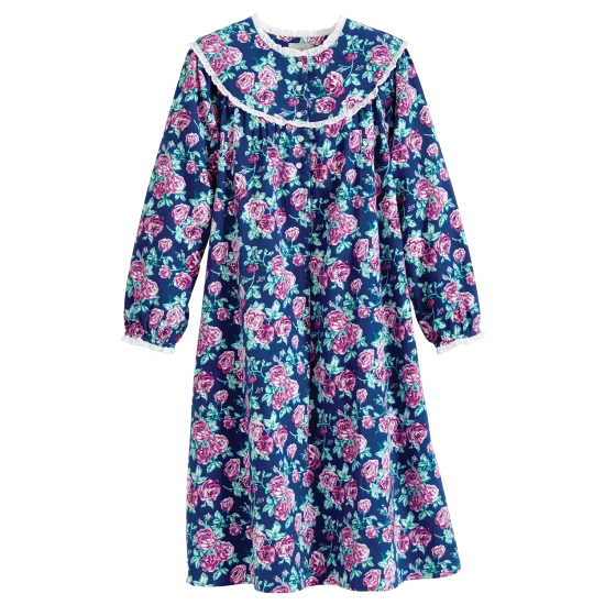 Lanz Of Salzburg Lanz Nantucket Rose 44 Inch Flannel Nightgown Periwinkle Blue 3 Lanz Of Salzburg Lanz Nantucket Rose 44 Inch Flannel Nightgown Periwinkle Blue