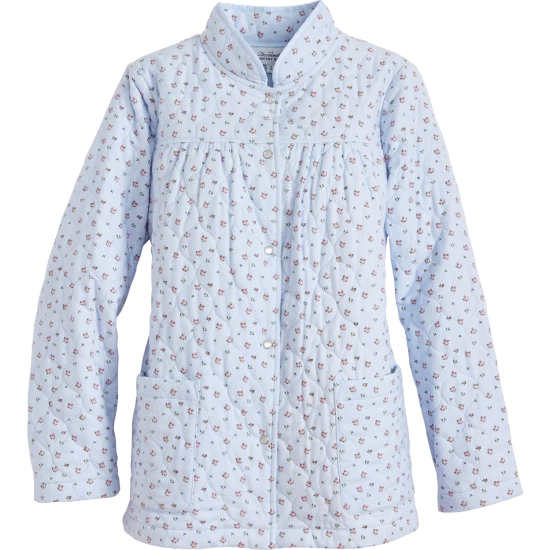 Vermont Country Store Double-Quilted Flannel Bed Jacket Blue Floral 3 Vermont Country Store Double-Quilted Flannel Bed Jacket Blue Floral