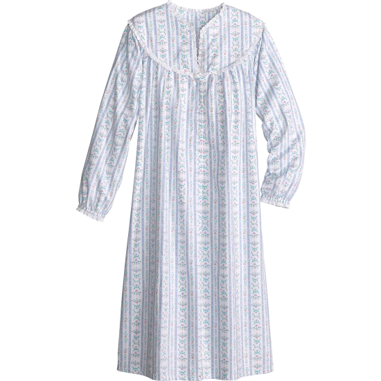 Lanz Of Salzburg Lanz Tyrolean 44 Inch Flannel Nightgown Pastel Blue 6 Lanz Of Salzburg Lanz Tyrolean 44 Inch Flannel Nightgown Pastel Blue - Image 4