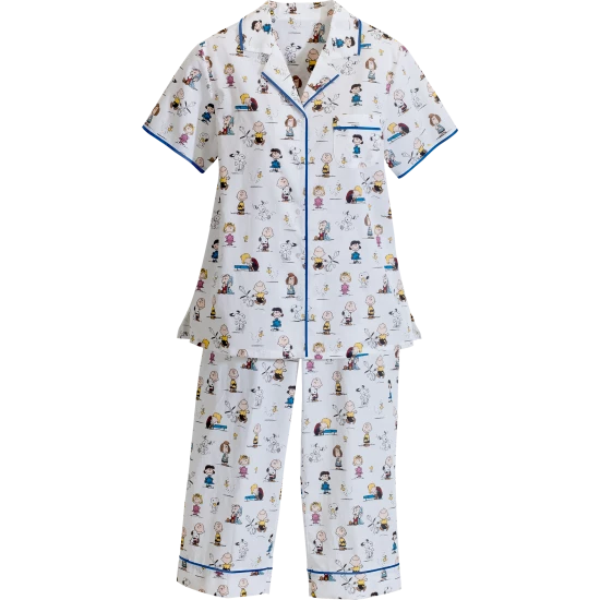 Women's Classic Peanuts Cotton Capri Pajamas White 4 Women's Classic Peanuts Cotton Capri Pajamas White - Image 2