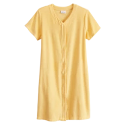 Vermont Country Store Women's Stretch Terry Snap-Front Duster Yellow