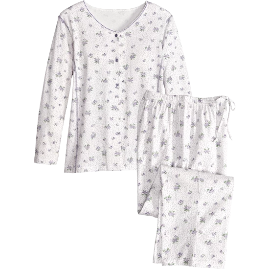 Vermont Country Store Women's Sweet Violets Cotton Knit Pajamas 4 Vermont Country Store Women's Sweet Violets Cotton Knit Pajamas - Image 2