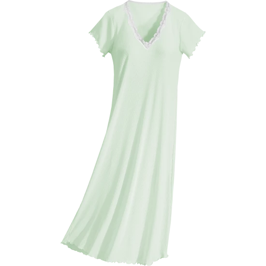 Women's FeelGood Mid-Calf Nightgown Mint Green 4 Women's FeelGood Mid-Calf Nightgown Mint Green - Image 2