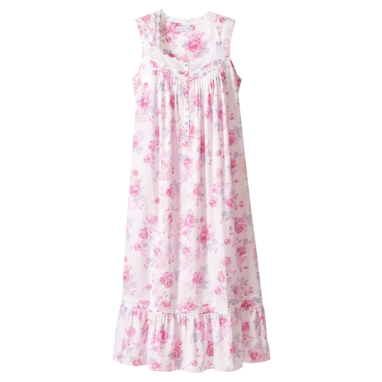 Eileen West Pink Roses Cotton Lawn Ballet Nightgown 4 Eileen West Pink Roses Cotton Lawn Ballet Nightgown - Image 2