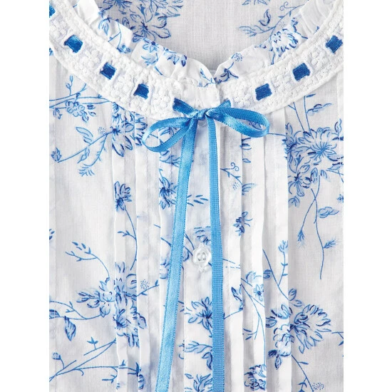 Lanz Of Salzburg Lanz Hummingbird Cotton Lawn Nightgown Periwinkle Blue 5 Lanz Of Salzburg Lanz Hummingbird Cotton Lawn Nightgown Periwinkle Blue - Image 3