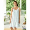 Eileen West Aqua Scroll Cotton Lawn Chemise Nightgown