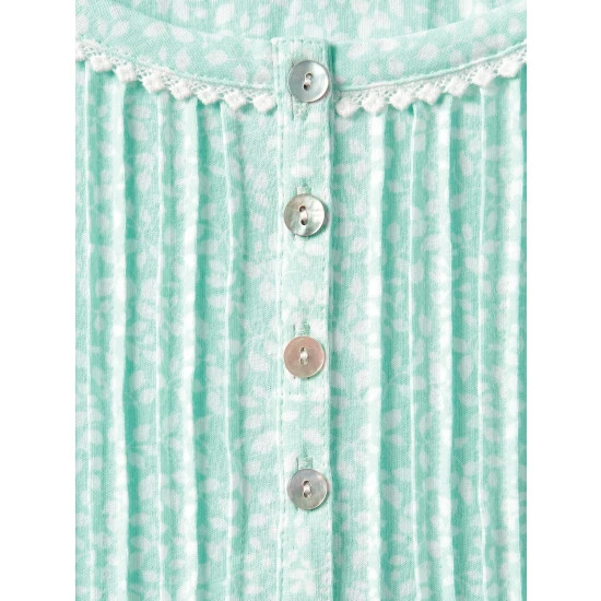 Vermont Country Store Women's Scrolling Leaves Cotton-Knit Capri Pajamas Aqua 4 Vermont Country Store Women's Scrolling Leaves Cotton-Knit Capri Pajamas Aqua - Image 2