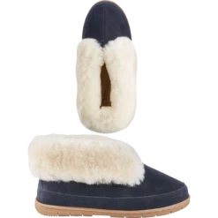 Vermont Country Store Women's Sheepskin Cuffed Booties Navy