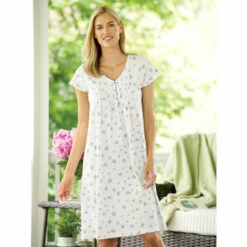 Vermont Country Store Sweet Violets Cotton Knit Nightgown