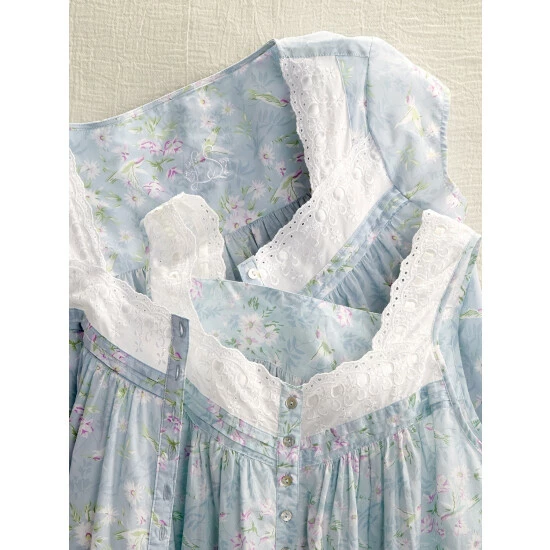 Lanz Of Salzburg Lanz Hummingbird Cotton Lawn Nightgown Periwinkle Blue 4 Lanz Of Salzburg Lanz Hummingbird Cotton Lawn Nightgown Periwinkle Blue - Image 2