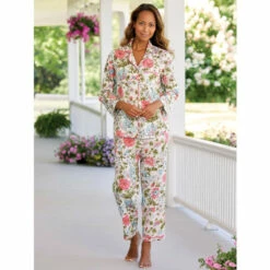 Eileen West Aqua Floral Nightgown