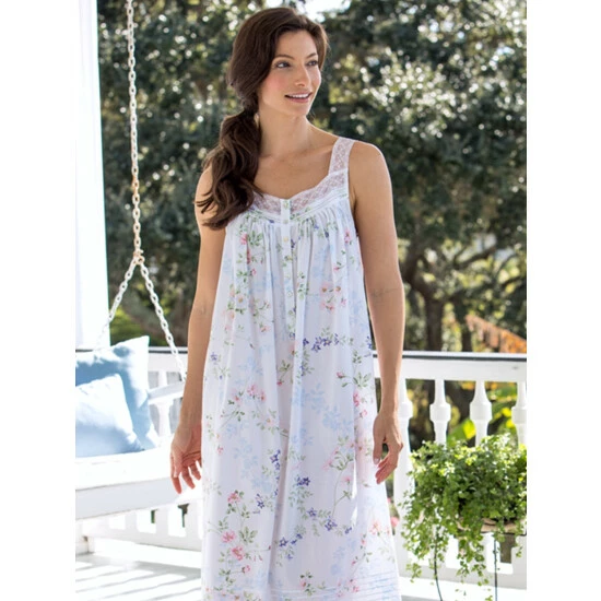 Eileen West Aqua Floral Nightgown 4 Eileen West Aqua Floral Nightgown - Image 2