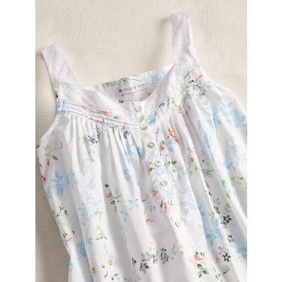 Vermont Country Store Embroidered Flowers Cotton Nightgown White 4 Vermont Country Store Embroidered Flowers Cotton Nightgown White - Image 2