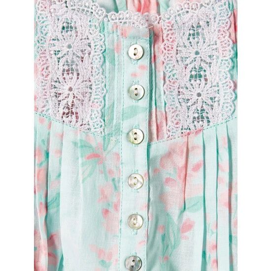 Eileen West Aqua Floral Nightgown 5 Eileen West Aqua Floral Nightgown - Image 3