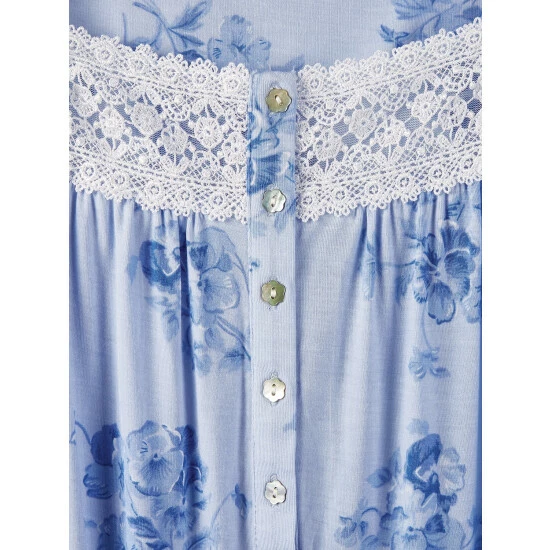 Eileen West Pretty Pansies Modal Nightgown Blue 5 Eileen West Pretty Pansies Modal Nightgown Blue - Image 3