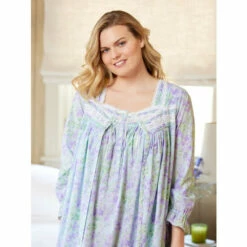 Vermont Country Store Women's Cotton Knit Short Henley Nightshirt Violet -Cheap Nasty Store unnamed file 401