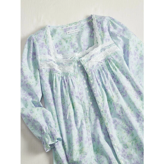 Lanz Of Salzburg Lanz Tossed Floral Cotton Knit Long Nightgown 4 Lanz Of Salzburg Lanz Tossed Floral Cotton Knit Long Nightgown - Image 2