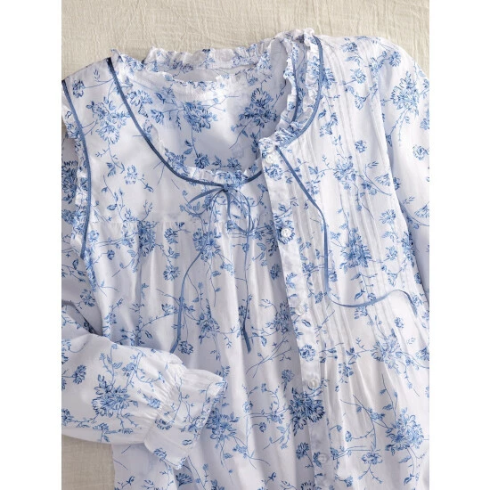 Vermont Country Store Women's Seersucker Long Pajamas Lavender 7 Vermont Country Store Women's Seersucker Long Pajamas Lavender - Image 5