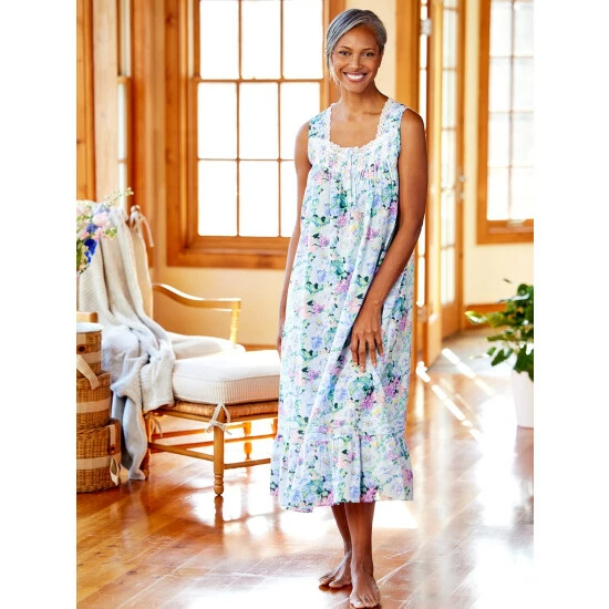 Eileen West Vintage Floral Cotton Lawn Nightgown Multi-floral 6 Eileen West Vintage Floral Cotton Lawn Nightgown Multi-floral - Image 4