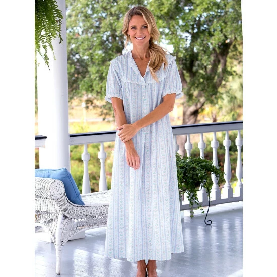 Vermont Country Store Women's Lightweight Seersucker Short-Sleeve Pajamas Yellow 8 Vermont Country Store Women's Lightweight Seersucker Short-Sleeve Pajamas Yellow - Image 6