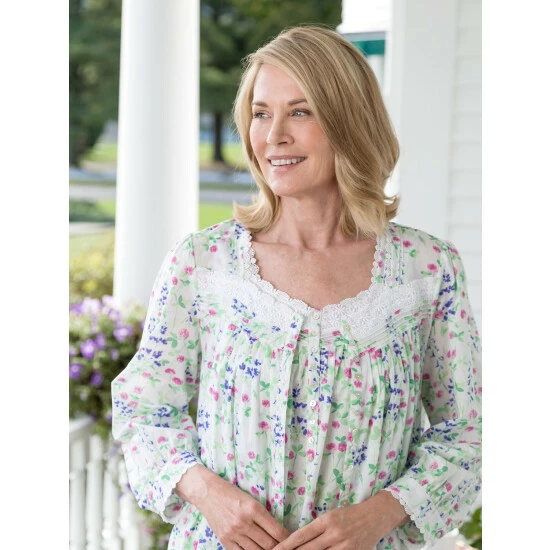 Vermont Country Store Women's Perfect Pansies Cotton Knit Pajamas Pink Floral 4 Vermont Country Store Women's Perfect Pansies Cotton Knit Pajamas Pink Floral - Image 2