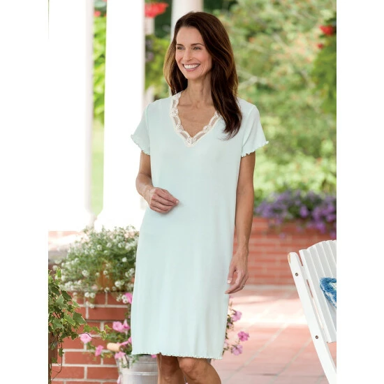 Eileen West Blush Roses Cotton Lawn Chemise Pink 4 Eileen West Blush Roses Cotton Lawn Chemise Pink - Image 2