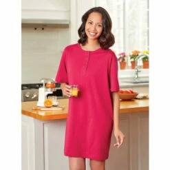 Vermont Country Store Women's Cotton Knit Short Henley Nightshirt Violet -Cheap Nasty Store unnamed file 427