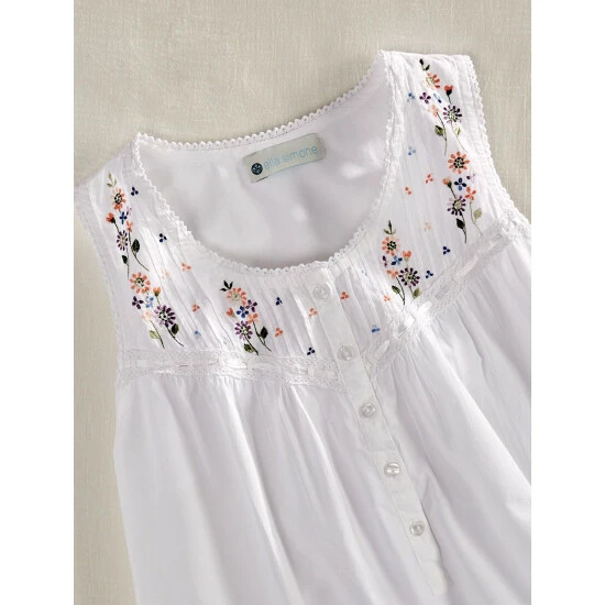 Vermont Country Store Women's Brushed-Back-Satin Orchid Nightshirt Navy 4 Vermont Country Store Women's Brushed-Back-Satin Orchid Nightshirt Navy - Image 2