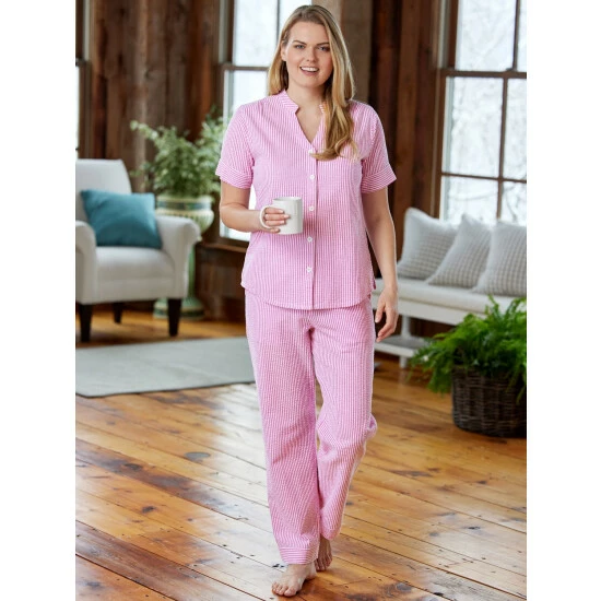 Vermont Country Store Women's Seersucker Robe Teal 7 Vermont Country Store Women's Seersucker Robe Teal - Image 5