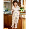 Vermont Country Store Women's Perfect Pansies Cotton Knit Pajamas Pink Floral