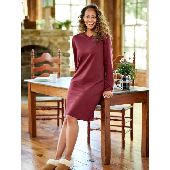 Vermont Country Store Women's Heathered Sweatshirt Mock-Neck Popover Navy 4 Vermont Country Store Women's Heathered Sweatshirt Mock-Neck Popover Navy - Image 2