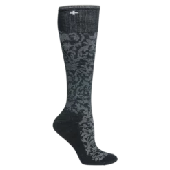 Vermont Country Store Women's Moderate-Compression Dress Socks Black Damask
