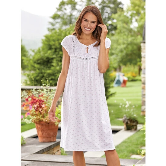 Lanz Of Salzburg Lanz Cardinal Stretch Velour Nightgown White 4 Lanz Of Salzburg Lanz Cardinal Stretch Velour Nightgown White - Image 2